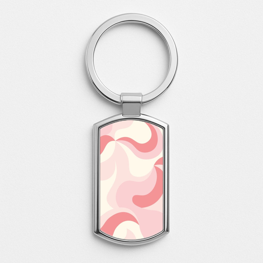 Pastel Pinks Abstract Pattern Silver Keyring