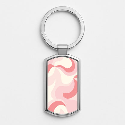 Pastel Pinks Abstract Pattern Silver Keyring