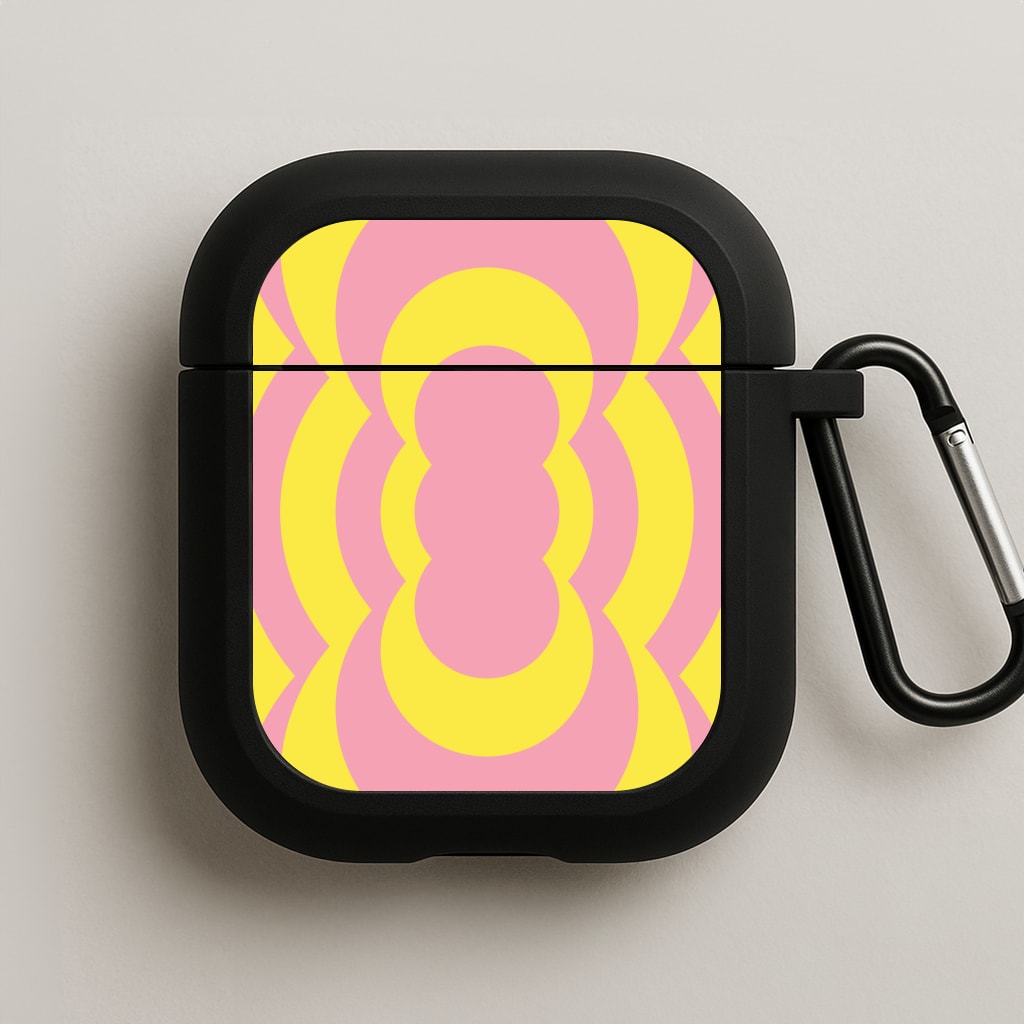 Yellow And Pink Curves Abstract Pattern  AirPods Case