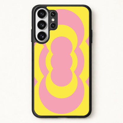 Yellow And Pink Curves Abstract Pattern Phone Case for Galaxy S26 Ultra