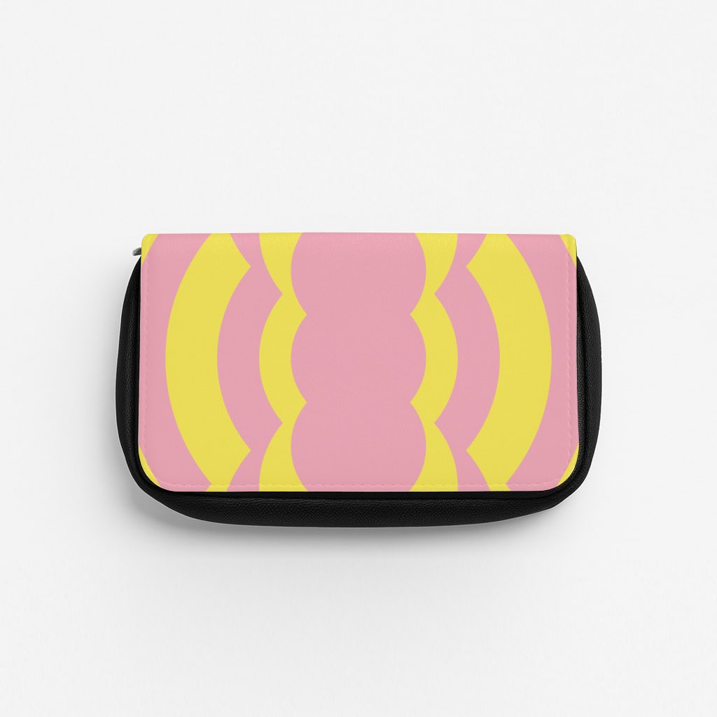 Yellow And Pink Curves Abstract Pattern  Pencil Case