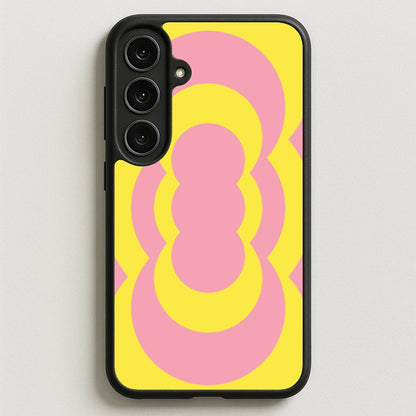 Yellow And Pink Curves Abstract Pattern Phone Case for Galaxy S25FE