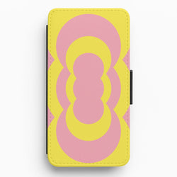 Yellow And Pink Curves Abstract Pattern  Flip / Wallet Phone Case