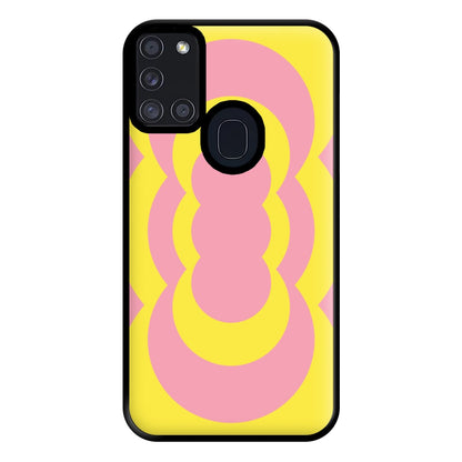 Yellow And Pink Curves Abstract Pattern  Phone Case for Galaxy A21s