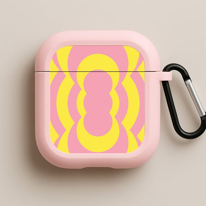 Yellow And Pink Curves Abstract Pattern  Pink AirPods Case
