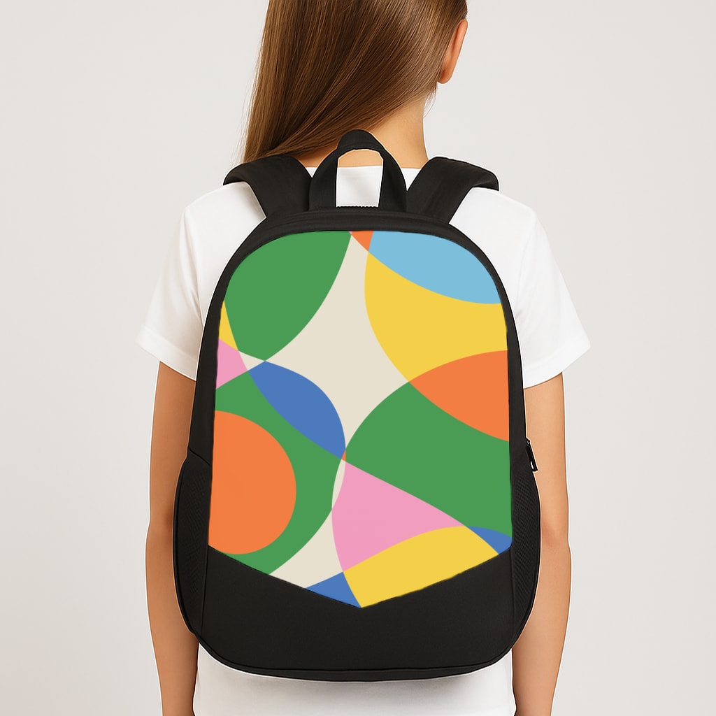 Colourful Abstract Shapes Pattern Large School Bag