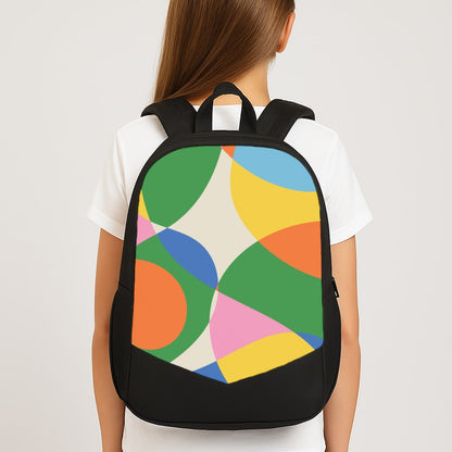 Colourful Abstract Shapes Pattern Large School Bag