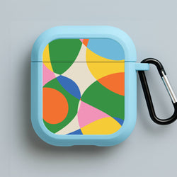 Colourful Abstract Shapes Pattern Blue AirPods Case