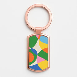 Colourful Abstract Shapes Pattern Rose Gold Keyring