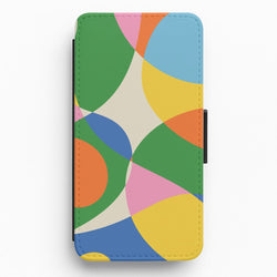 Colourful Abstract Shapes Pattern Flip / Wallet Phone Case