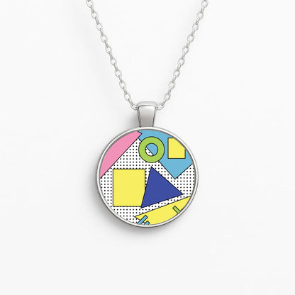 Geometric Abstract Shapes Pattern Circle Necklace