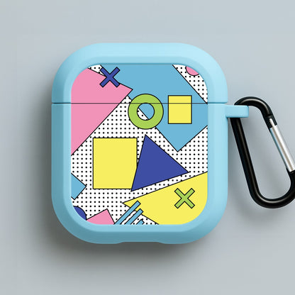 Geometric Abstract Shapes Pattern Blue AirPods Case