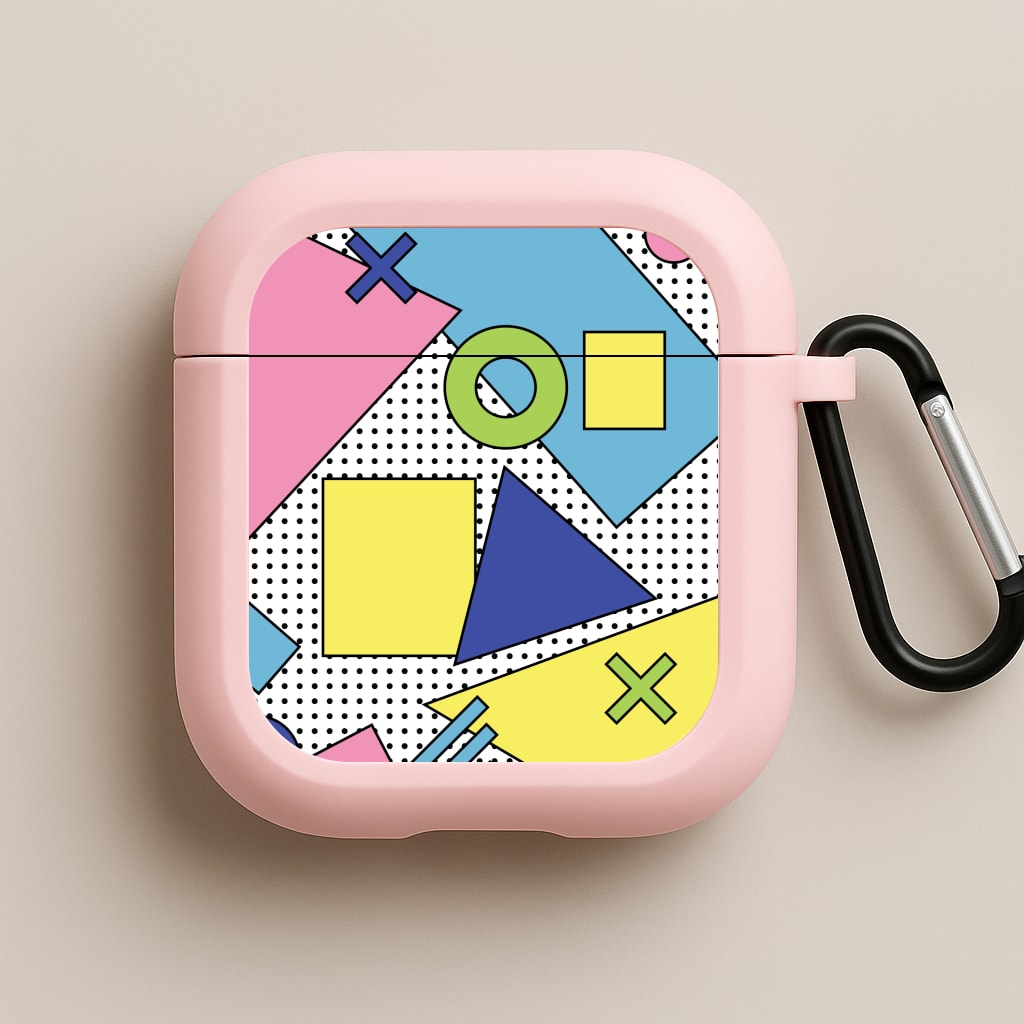 Geometric Abstract Shapes Pattern Pink AirPods Case