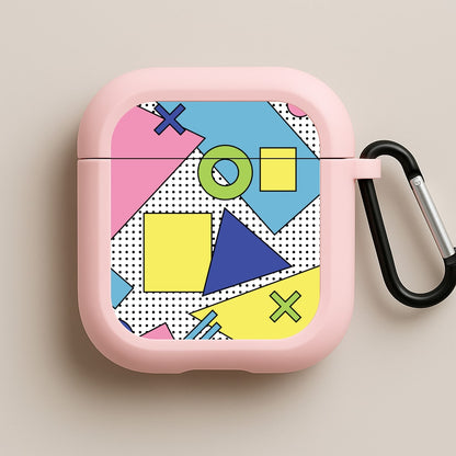 Geometric Abstract Shapes Pattern Pink AirPods Case