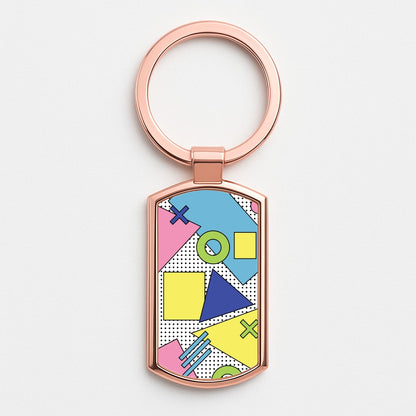 Geometric Abstract Shapes Pattern Rose Gold Keyring