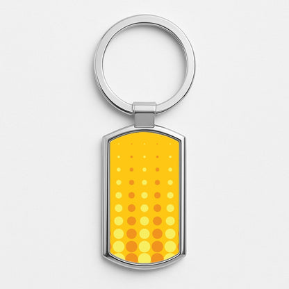 Yellow And Orange Dots Abstract Pattern Silver Keyring