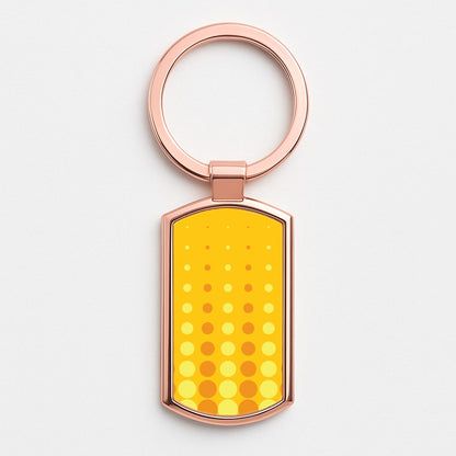 Yellow And Orange Dots Abstract Pattern Rose Gold Keyring