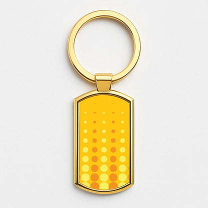 Yellow And Orange Dots Abstract Pattern Gold Keyring