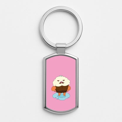 Mr Cupcake Silver Keyring