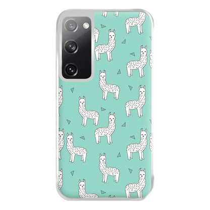 Mint Alpaca Pattern Phone Case for Galaxy S20