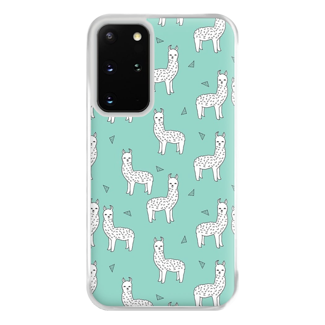 Mint Alpaca Pattern Phone Case for Galaxy S20 Plus