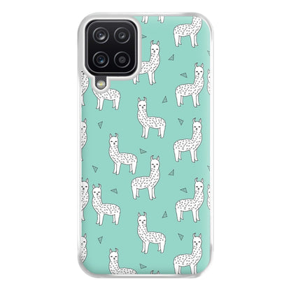 Mint Alpaca Pattern Phone Case for Galaxy A12