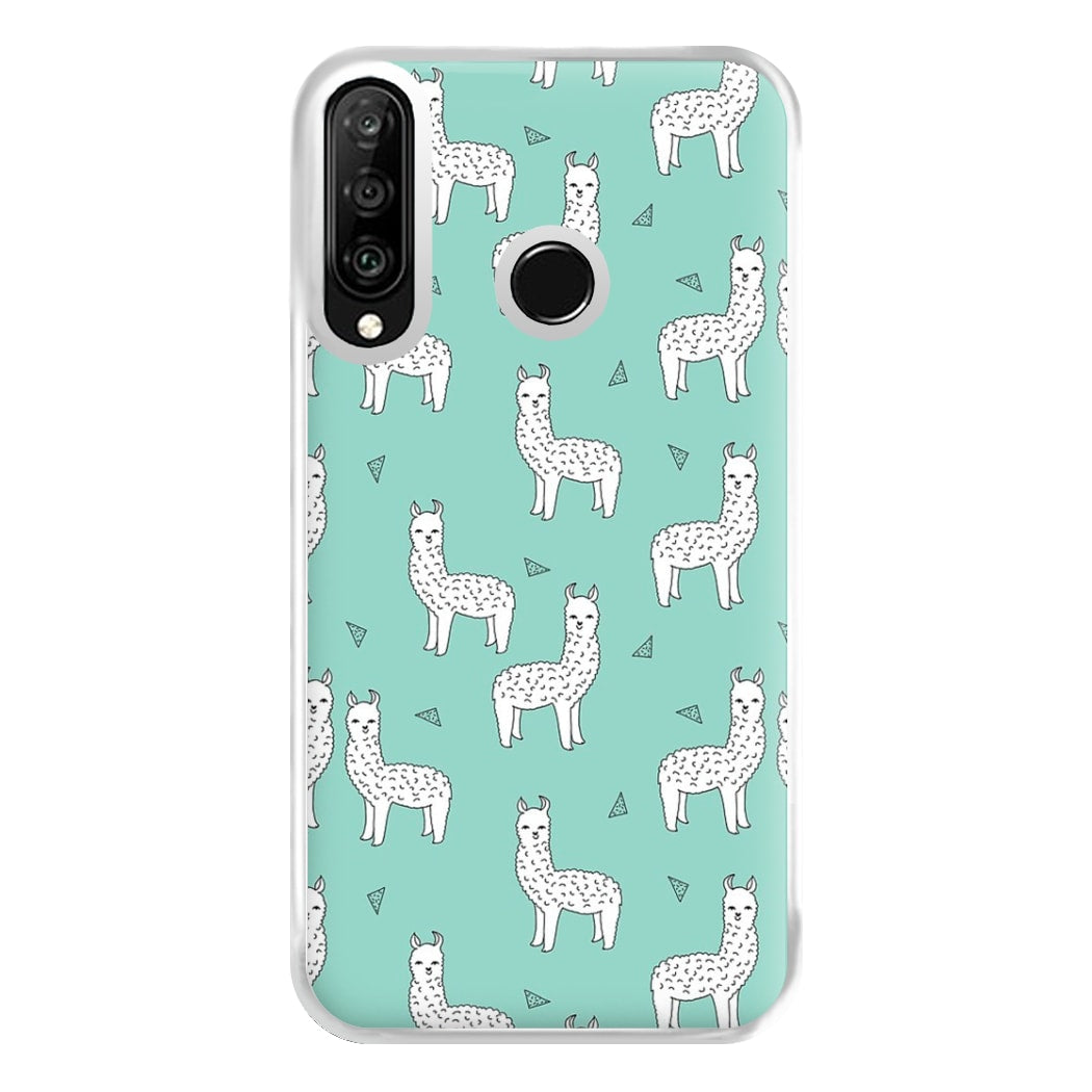 Mint Alpaca Pattern Phone Case for Huawei P30 Lite