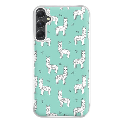 Mint Alpaca Pattern Phone Case for Galaxy A54