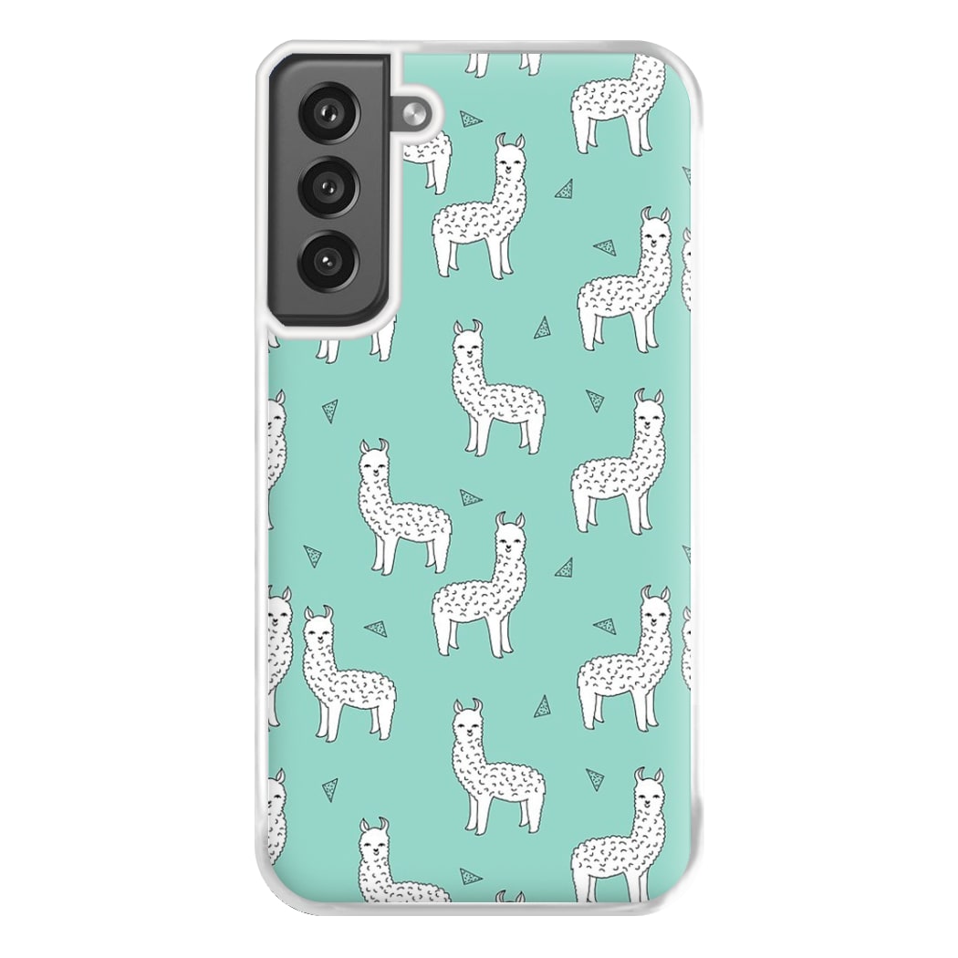 Mint Alpaca Pattern Phone Case for Galaxy S21FE