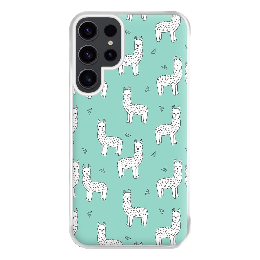 Mint Alpaca Pattern Phone Case for Galaxy S23 Ultra