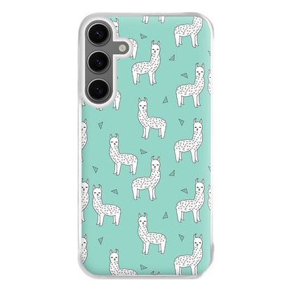 Mint Alpaca Pattern Phone Case for Galaxy S24FE