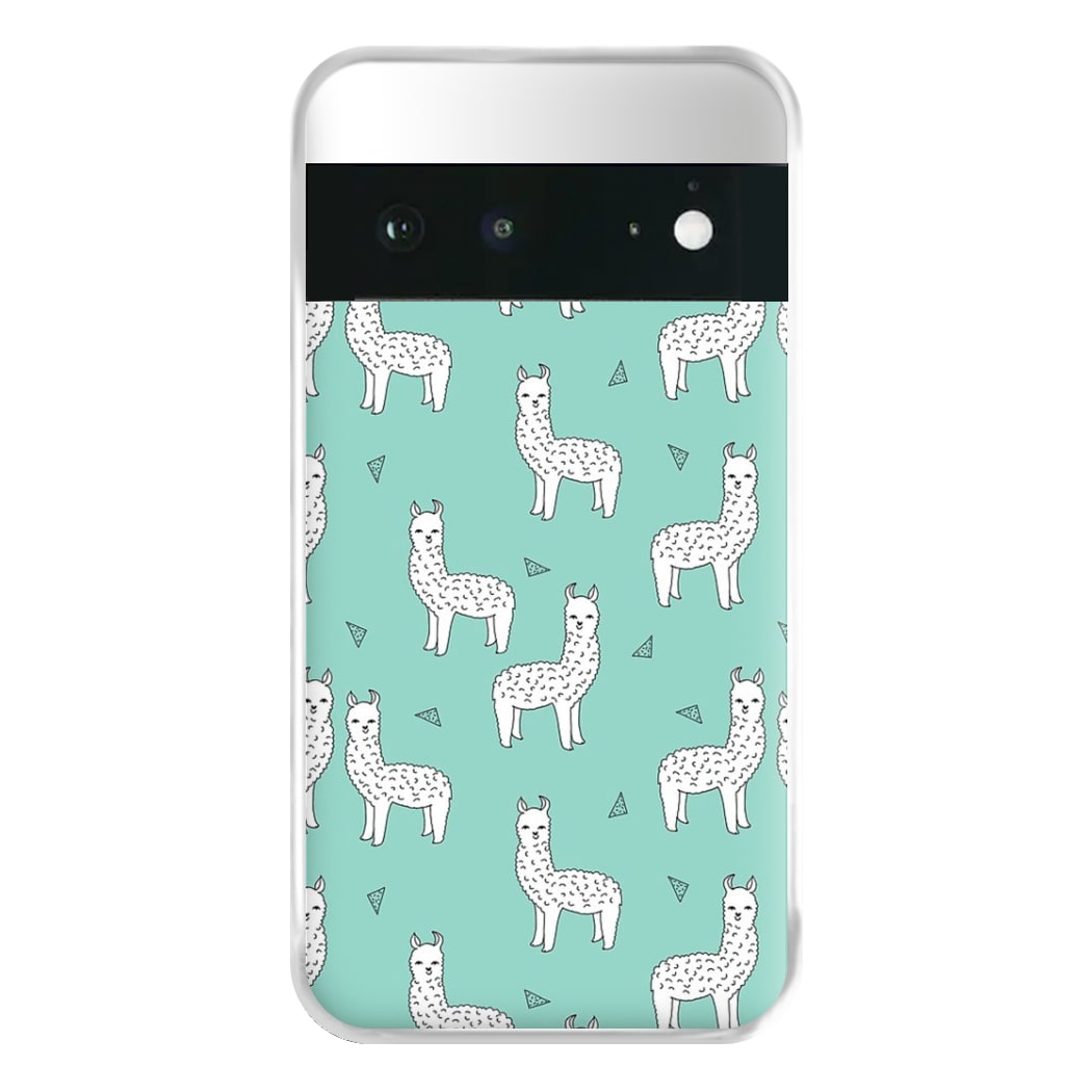 Mint Alpaca Pattern Phone Case for Google Pixel 6a