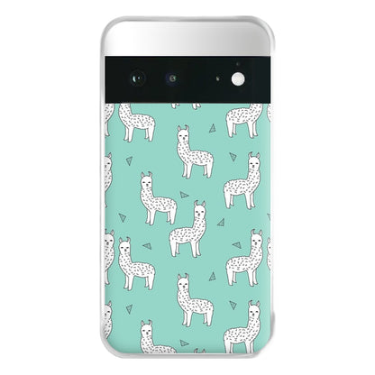 Mint Alpaca Pattern Phone Case for Google Pixel 6a