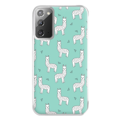 Mint Alpaca Pattern Phone Case for Galaxy Note 20 Ultra