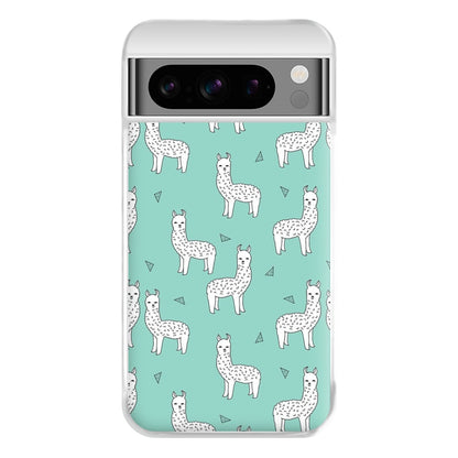 Mint Alpaca Pattern Phone Case for Google Pixel 8 Pro