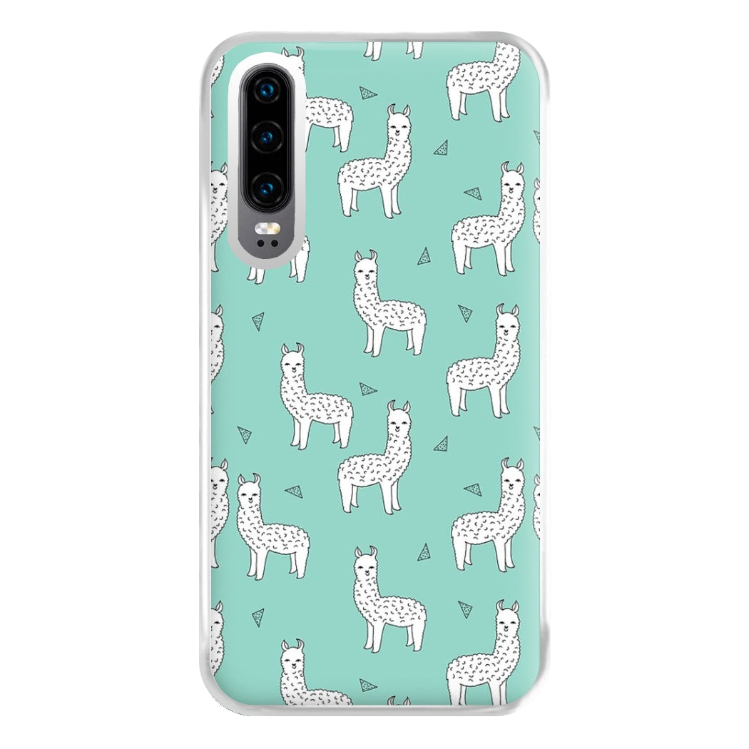 Mint Alpaca Pattern Phone Case for Huawei P30