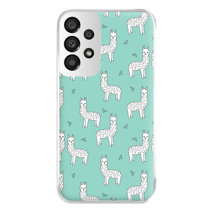 Mint Alpaca Pattern Phone Case for Galaxy A33