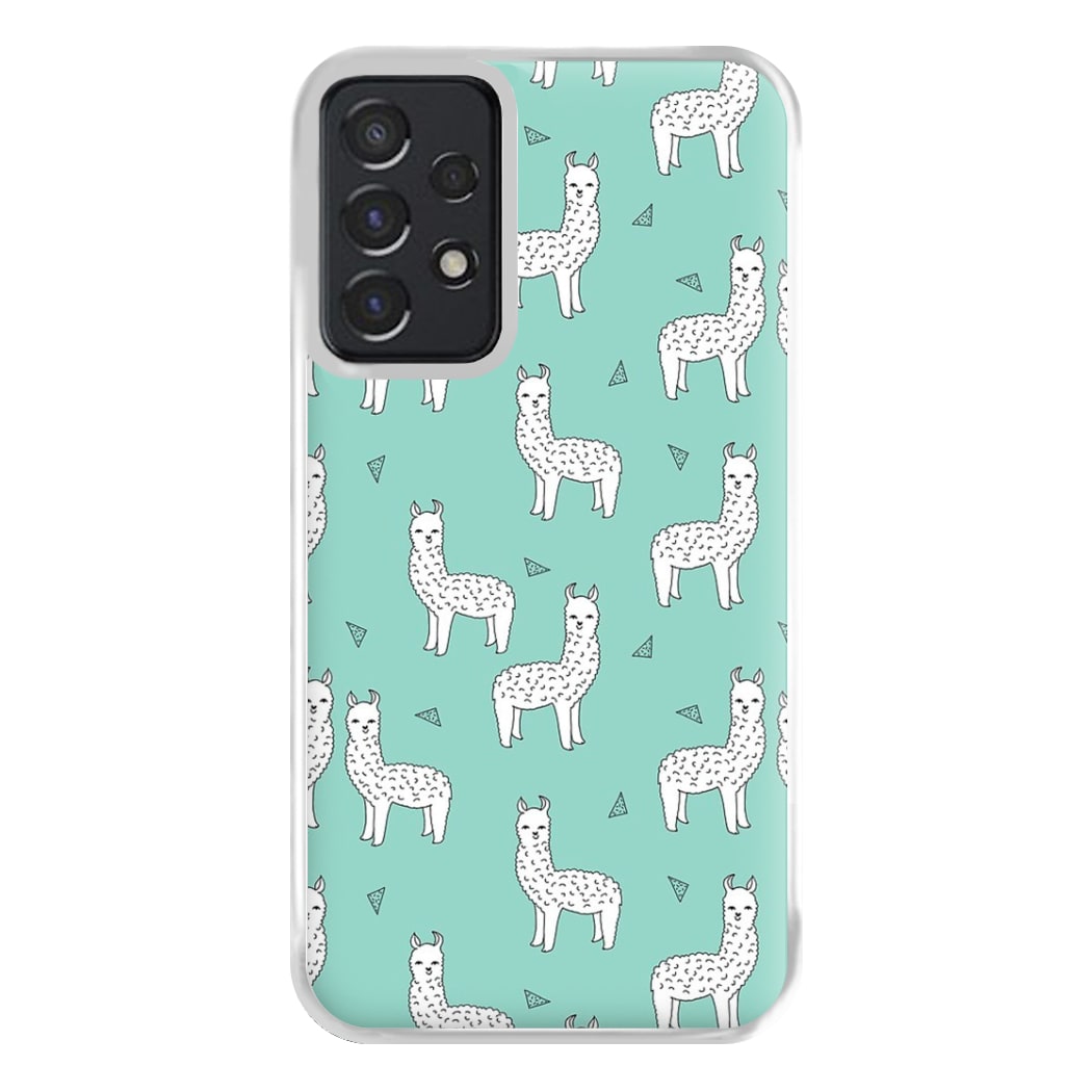 Mint Alpaca Pattern Phone Case for Galaxy A52 / A52s