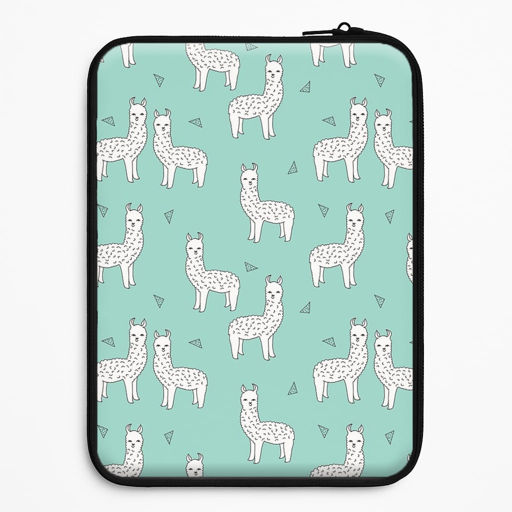 Mint Alpaca Pattern Laptop Sleeve