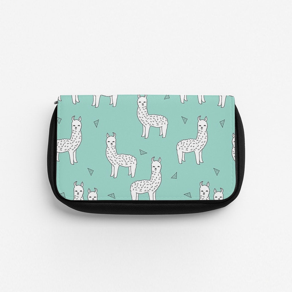 Mint Alpaca Pattern Pencil Case