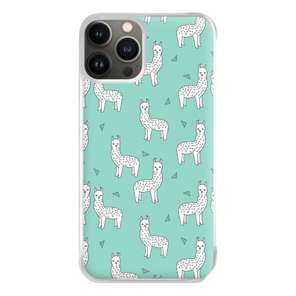 Mint Alpaca Pattern Phone Case for iPhone 13 Pro Max