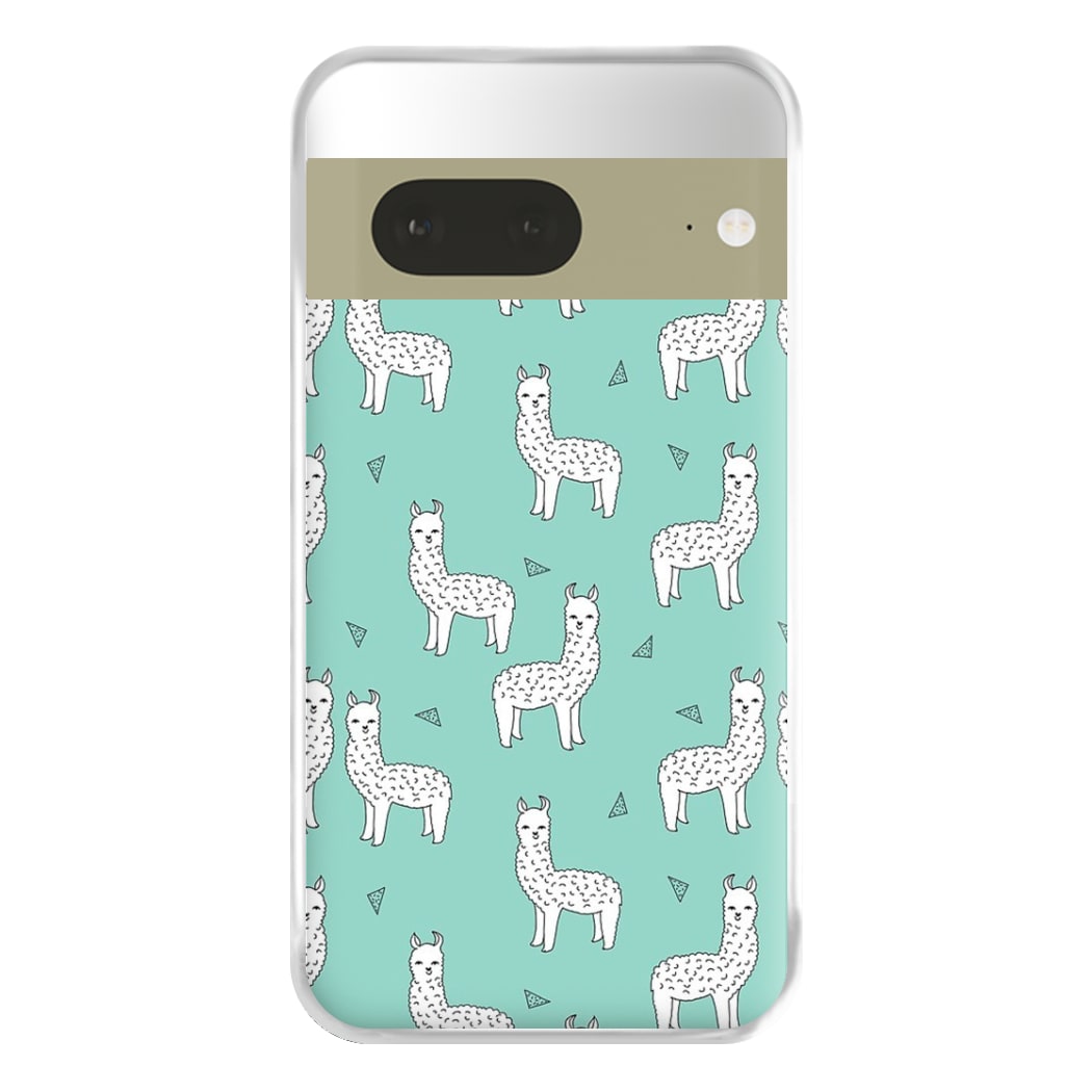 Mint Alpaca Pattern Phone Case for Google Pixel 7a