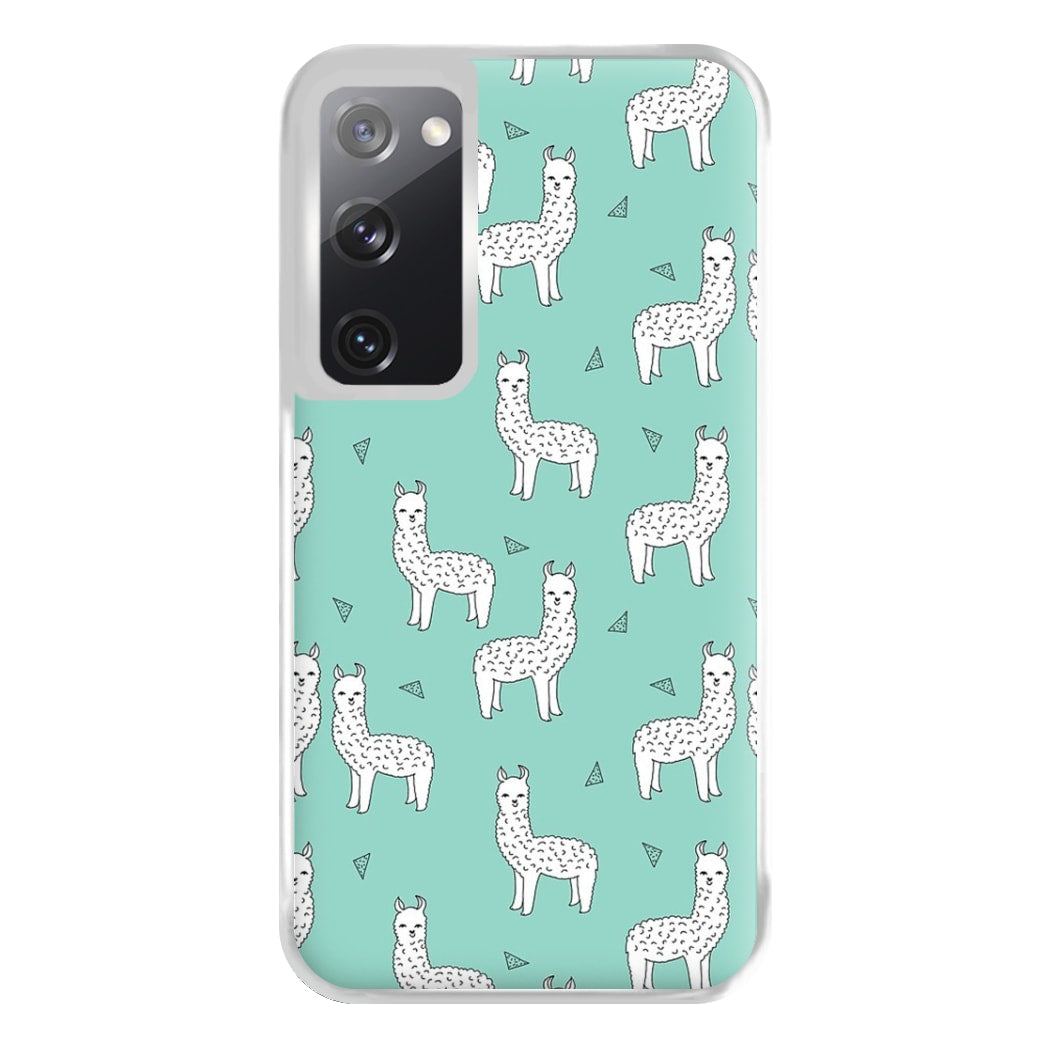 Mint Alpaca Pattern Phone Case for Galaxy S20FE