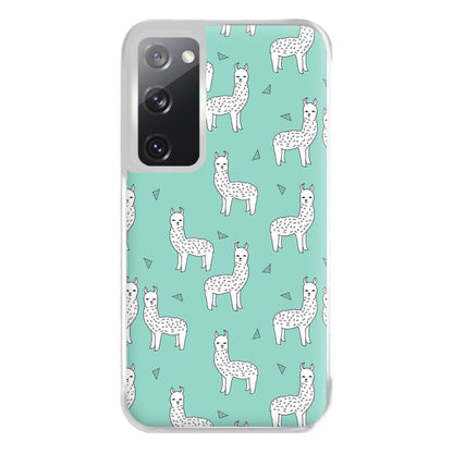 Mint Alpaca Pattern Phone Case for Galaxy S20FE