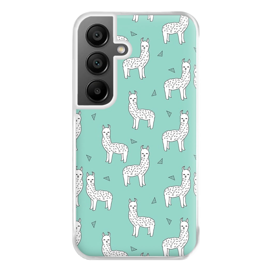 Mint Alpaca Pattern Phone Case for Galaxy A55