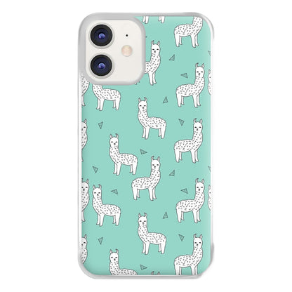 Mint Alpaca Pattern Phone Case for iPhone 12 / 12 Pro