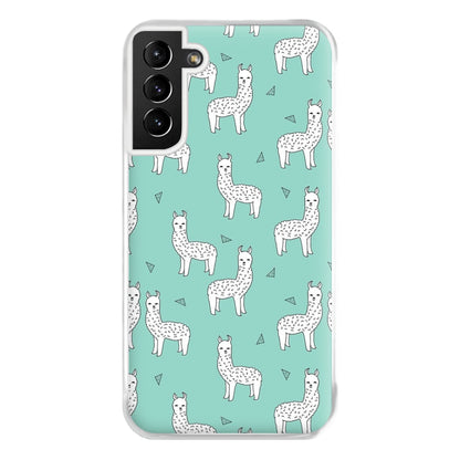 Mint Alpaca Pattern Phone Case for Galaxy S21 Plus