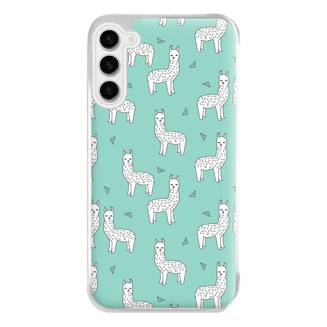 Mint Alpaca Pattern Phone Case for Galaxy S23FE