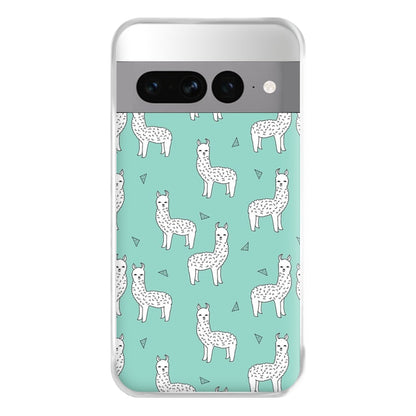 Mint Alpaca Pattern Phone Case for Google Pixel 7 Pro