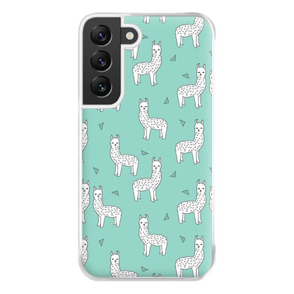 Mint Alpaca Pattern Phone Case for Galaxy S22 Plus